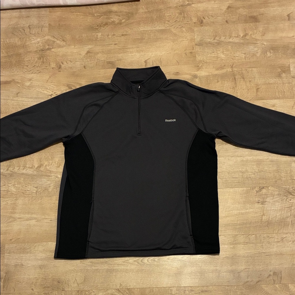 Reebok Charcoal and Black Half-Zip Top